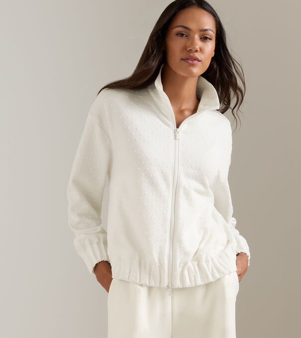 Flora Knit Swiss Dot Jacquard Full-Zip