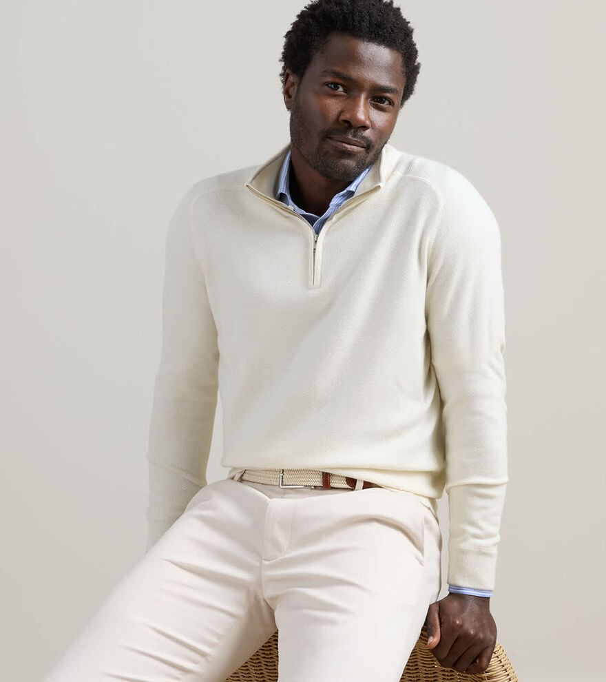 Voyager Cashmere-Silk Saddle Shoulder Quarter Zip image number 2