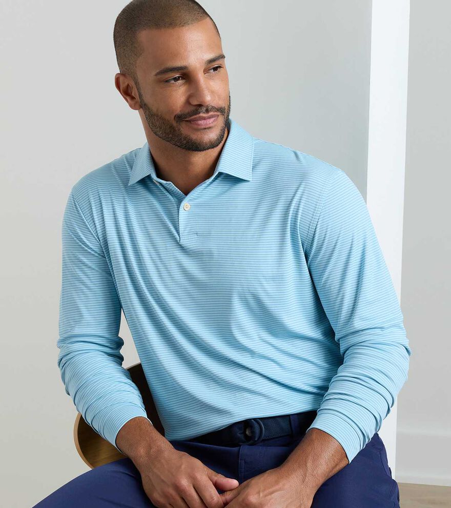Featherweight Stripe Long-Sleeve Performance Polo image number 2