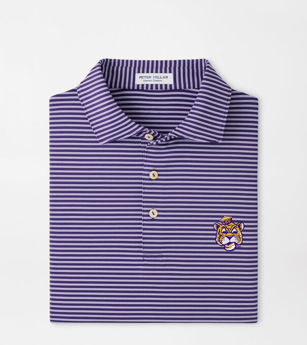 LSU Vault Tiebreaker Performance Jersey Stripe Polo