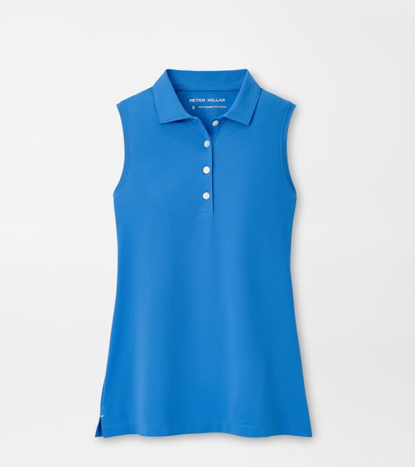 Women's Banded Sport Mesh Sleeveless Button Polo
