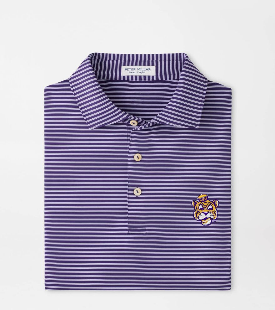 LSU Vault Tiebreaker Performance Jersey Stripe Polo