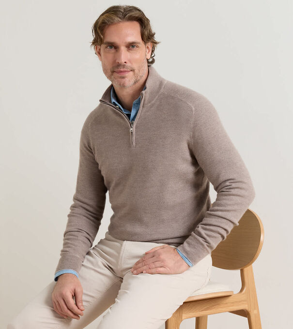 Voyager Cashmere-Silk Saddle Shoulder Quarter Zip - Alternate Image 1