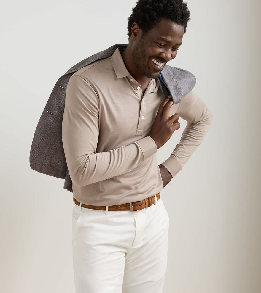 Ashby Silk Cotton Long-Sleeve Polo image number 2