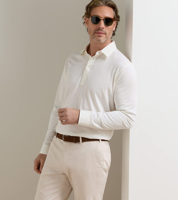 Ashby Silk Cotton Long-Sleeve Polo