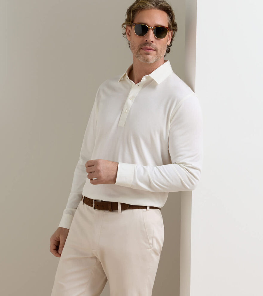 Ashby Silk Cotton Long-Sleeve Polo image number 2