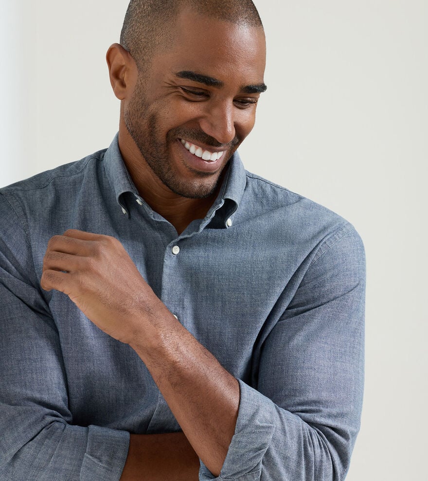 Devonport Chambray Cotton-Stretch Sport Shirt - Alternate Image 3