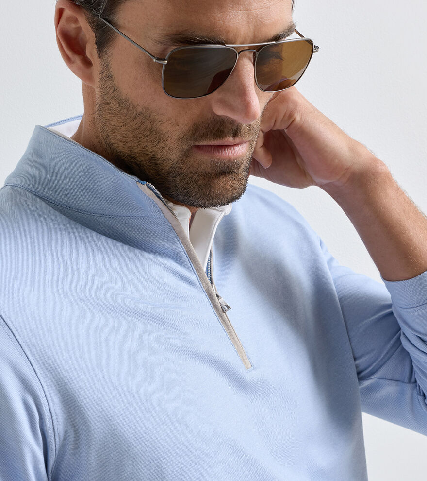 Albatross Cotton-Blend Piqu&eacute; Quarter-Zip - Alternate Image 3