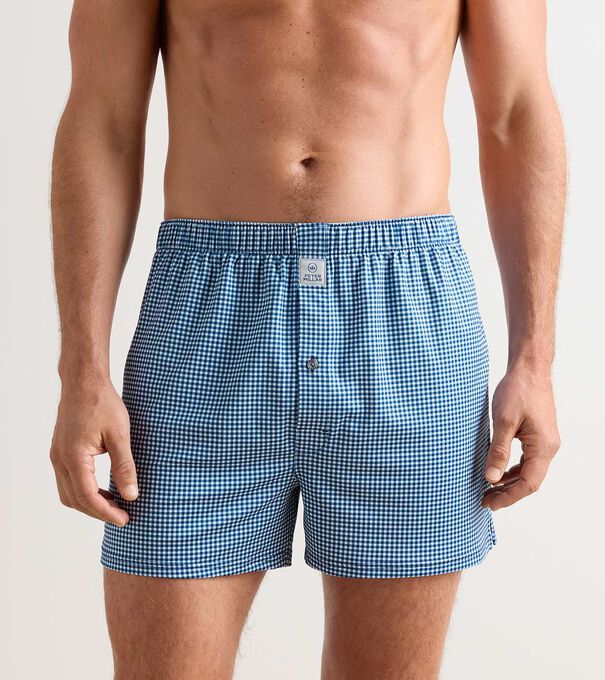 Nebraska Printed Gingham Check Stretch Jersey Boxer - Alternate Image 1
