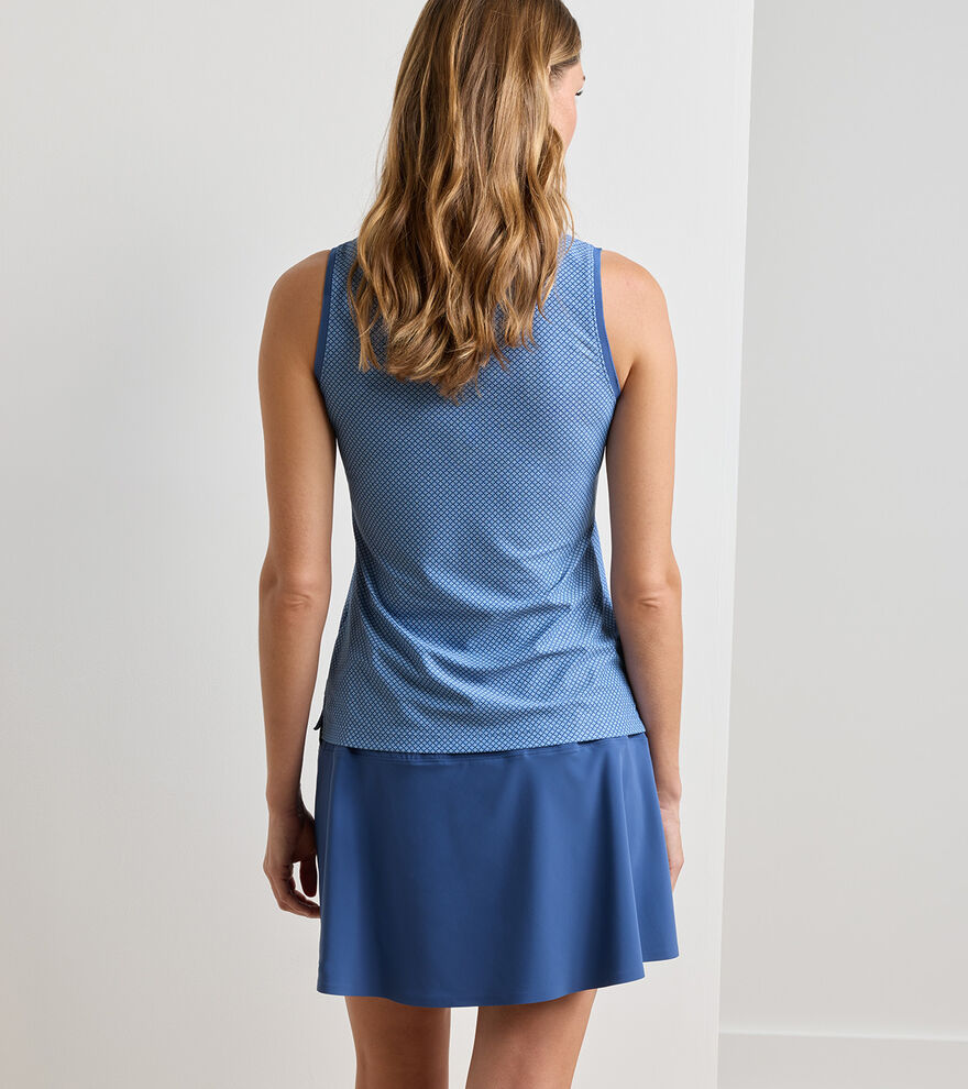 Palmetto Palms Banded Sport Mesh Sleeveless Button Polo image number 3