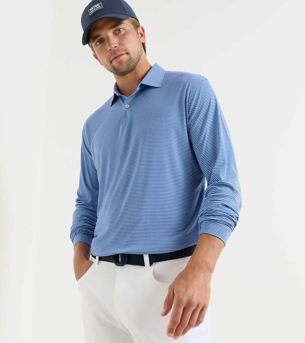 Featherweight Market Stripe Long-Sleeve Performance Polo - Alternate Image 1
