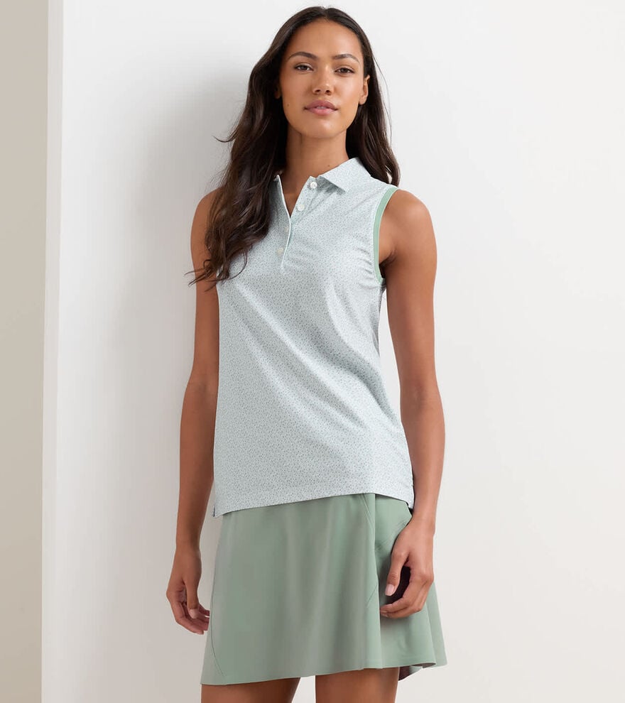 Tee It Up Banded Sport Mesh Sleeveless Button Polo - Alternate Image 1