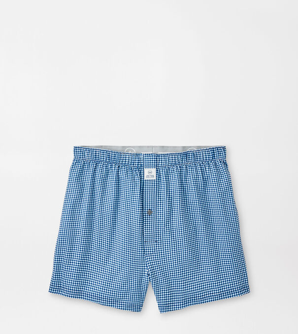 Nebraska Printed Gingham Check Stretch Jersey Boxer