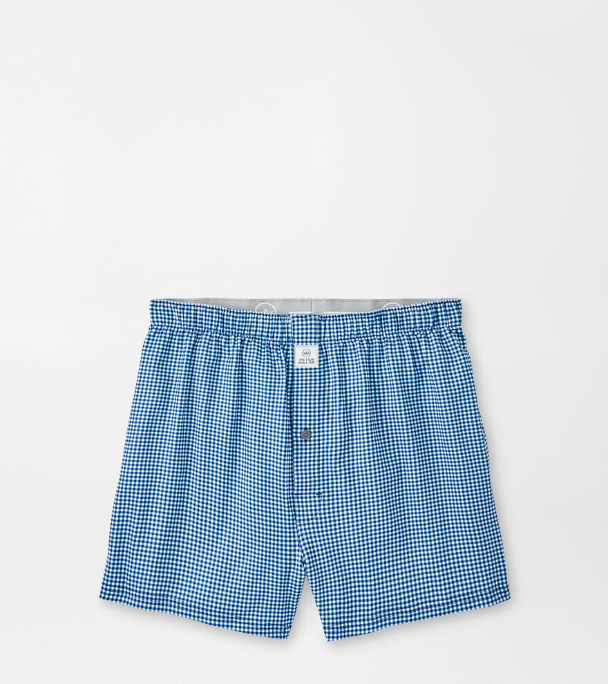 Nebraska Printed Gingham Check Stretch Jersey Boxer image number 1