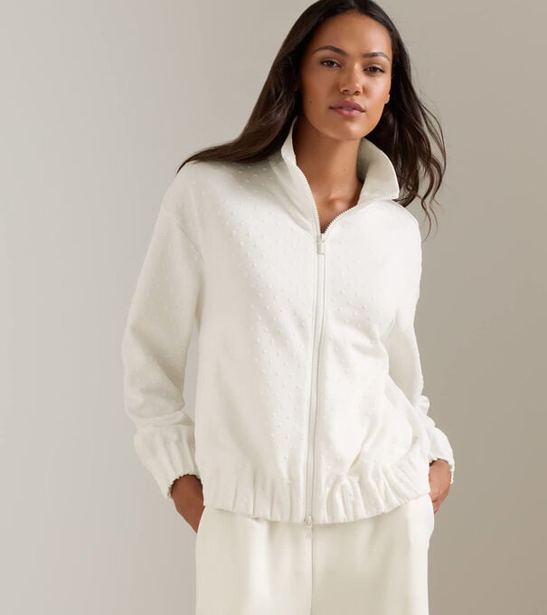 Flora Knit Swiss Dot Jacquard Full-Zip - Alternate Image 1