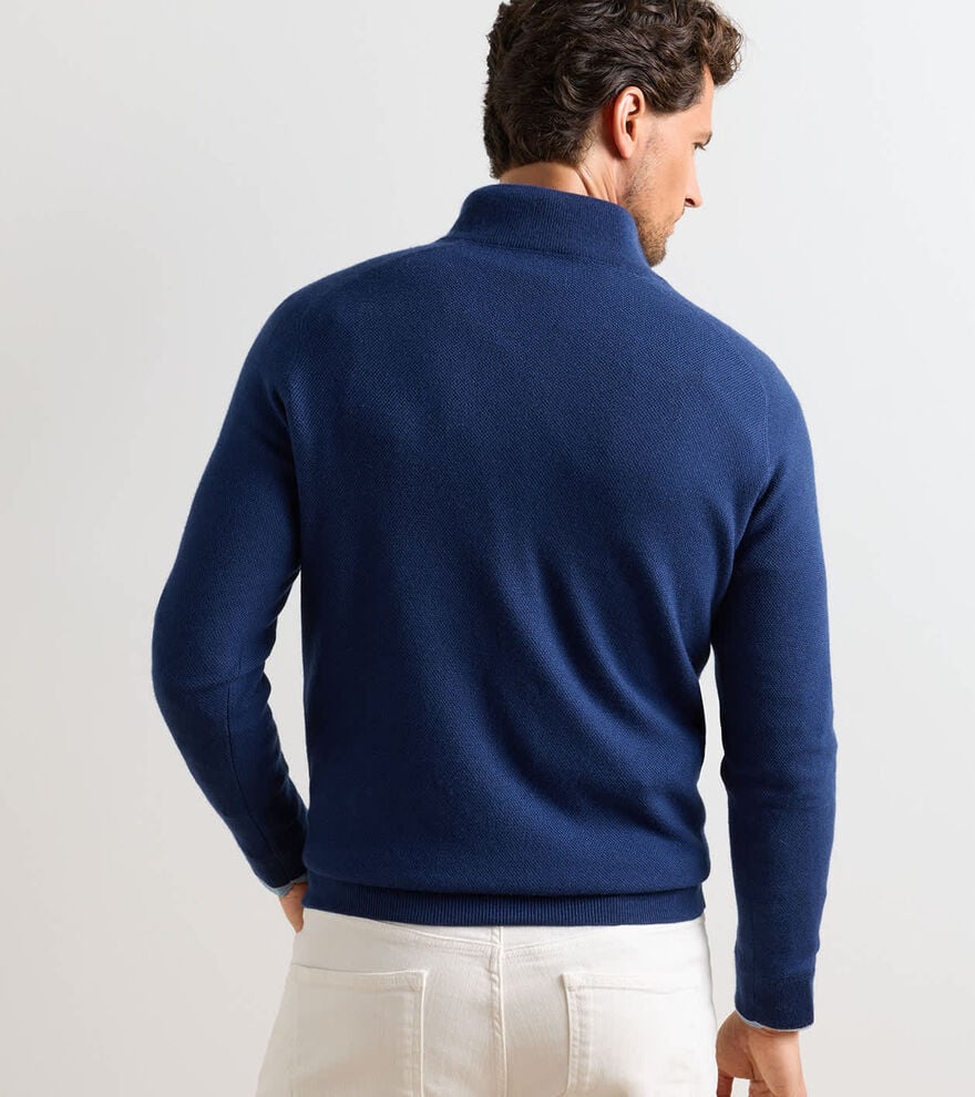 Voyager Cashmere-Silk Saddle Shoulder Quarter Zip image number 3