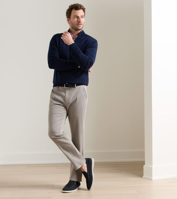 Signature Sateen Flat Front Trouser - Alternate Image 1