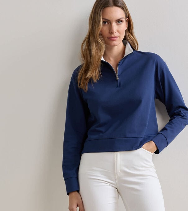Coolspun Lite Cotton Quarter-Zip Pullover - Alternate Image 1