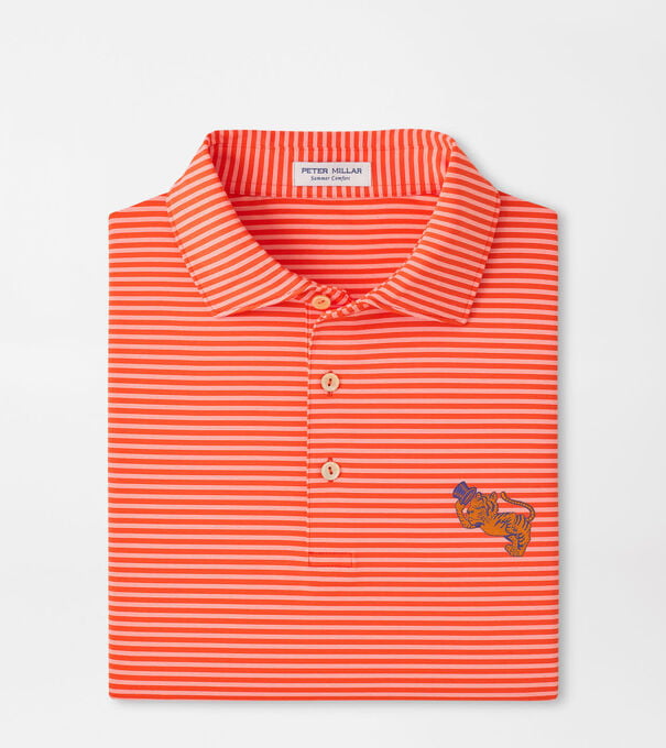 Clemson Vault Tiebreaker Performance Jersey Stripe Polo