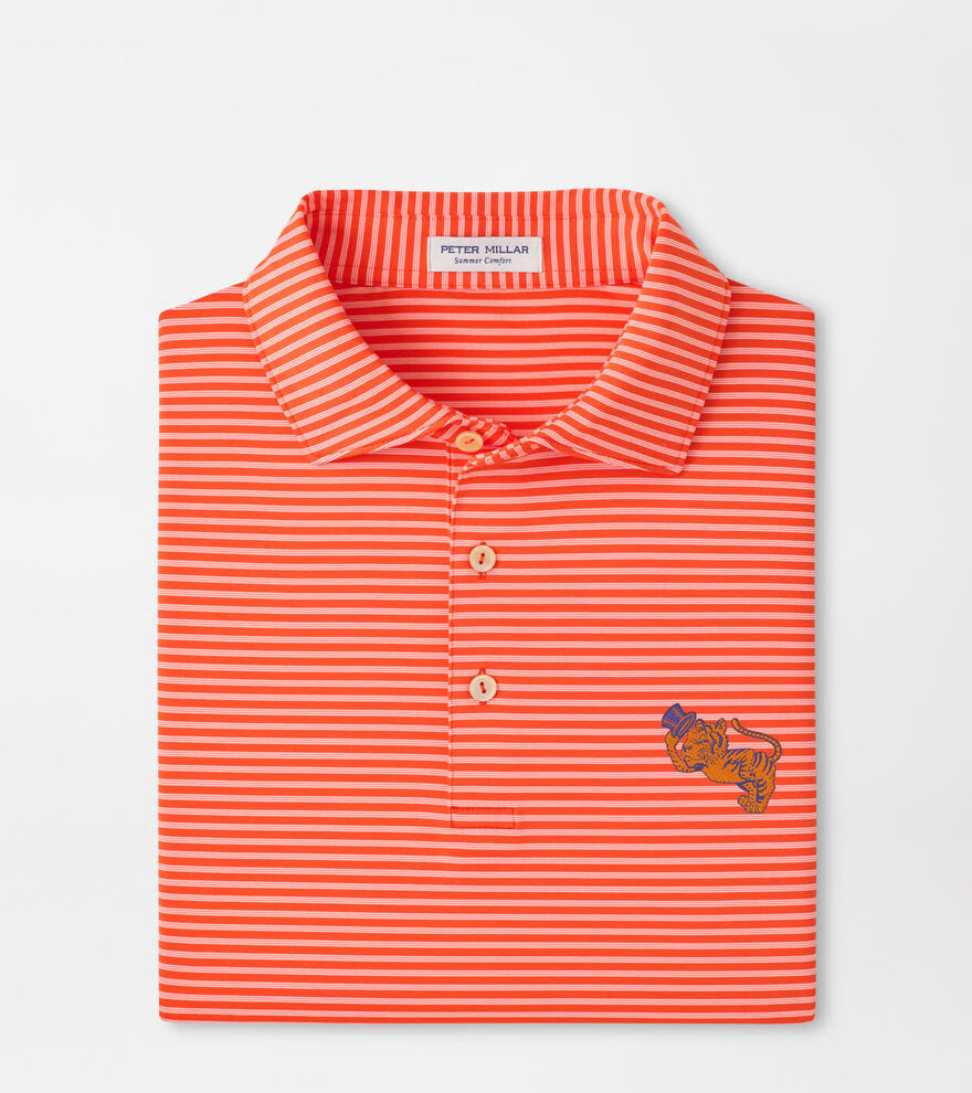 Clemson Vault Tiebreaker Performance Jersey Stripe Polo