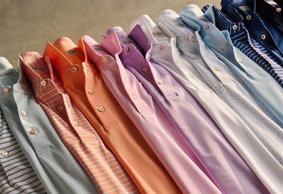 lay downs of colorful polo's